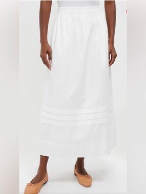 Tuckernuck NWT Ivory Pintuck Solstice Midi Skirt in White size medium